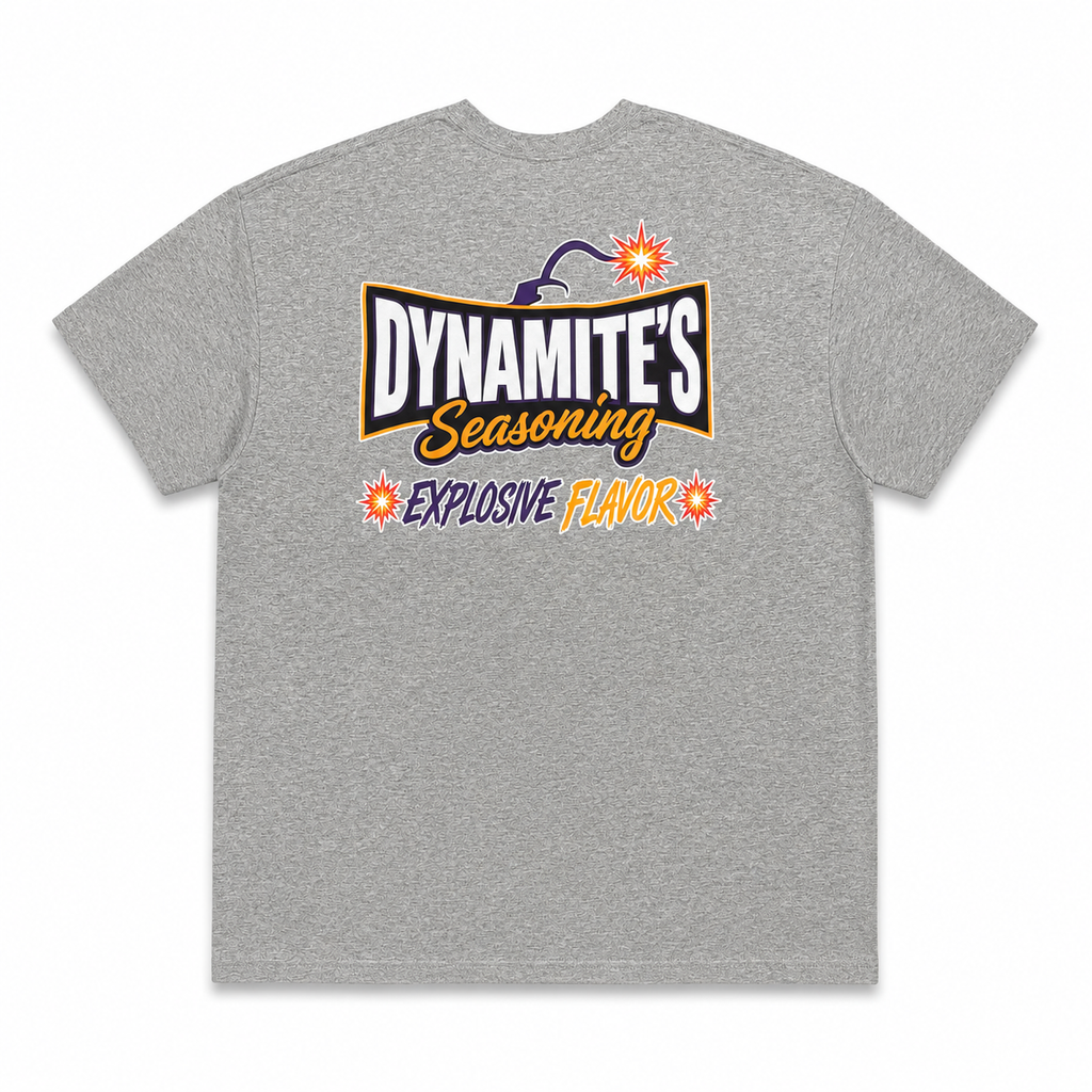 Dynamite's Seasoning Explosive Flavor T-Shirt Heather Gray — Back