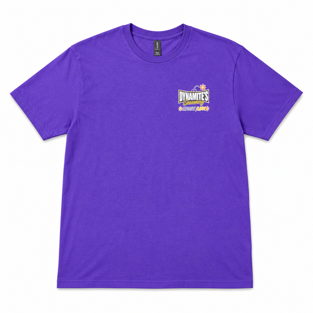 Dynamite's Seasoning Explosive Flavor T-Shirt Purple — Front